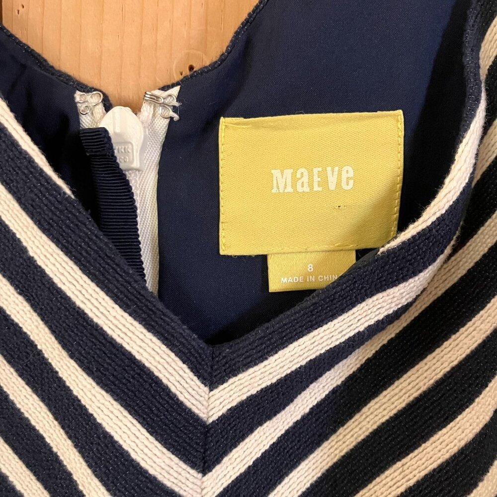 Anthropologie Womens Maeve Miltred Striped Nautical Dress Size 8 Blue SP NWOT - Picture 5 of 12